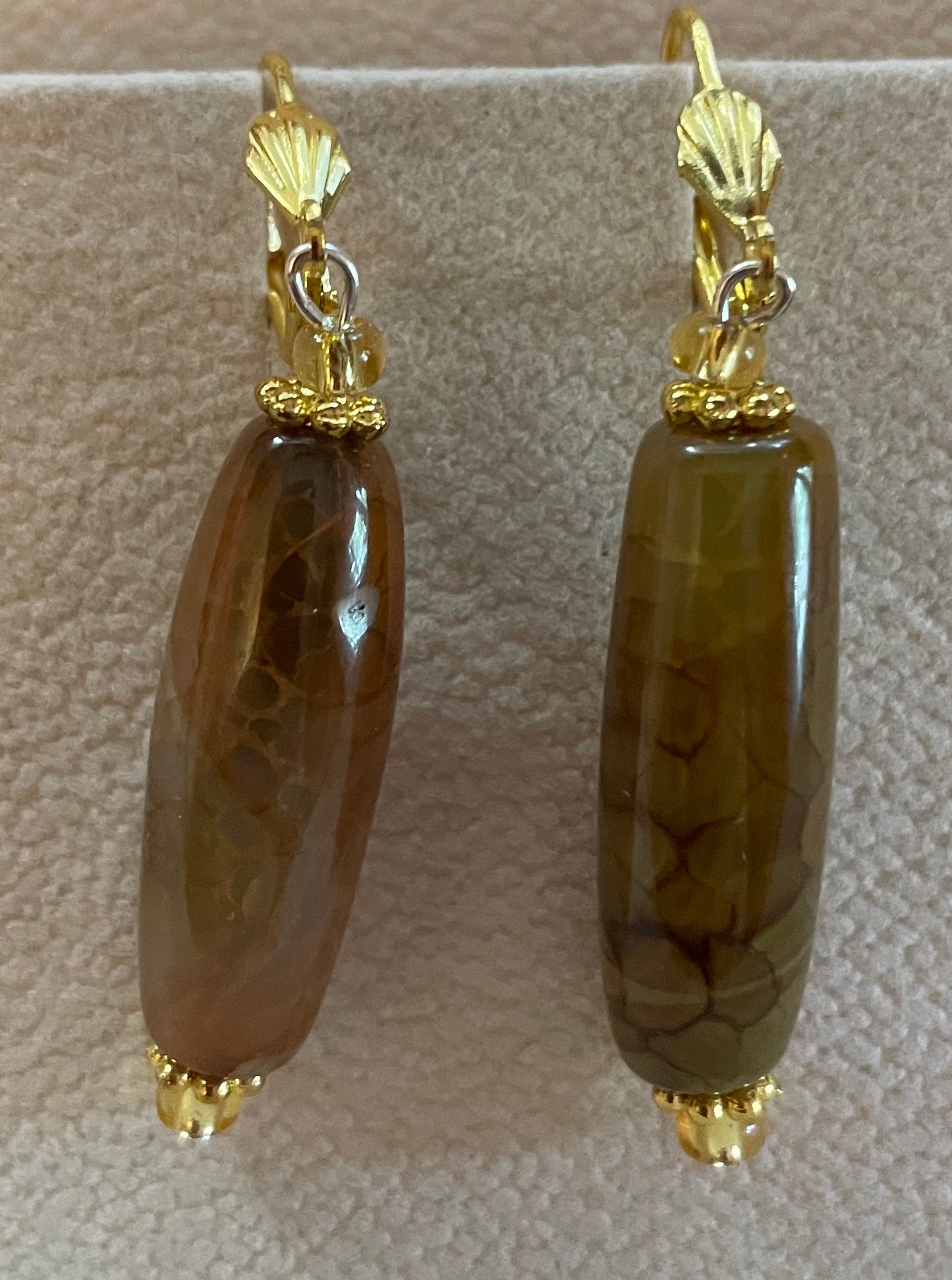 Golden Stone Barrel Earrings