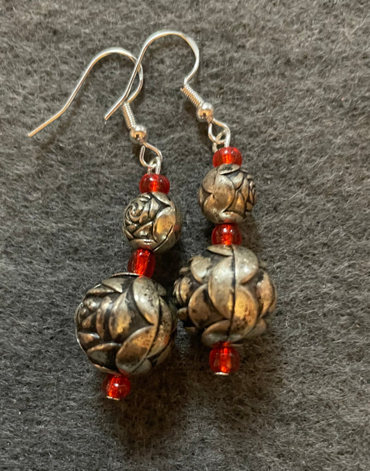 Double Rose Bead Earrings