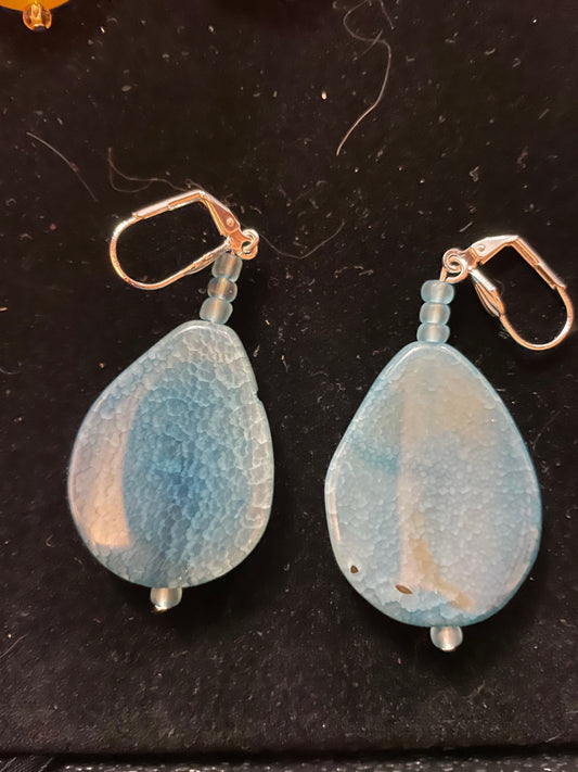 Blue agate teardrop earrings