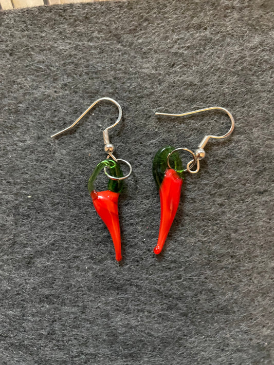 Chili Pepper Glass Earrings