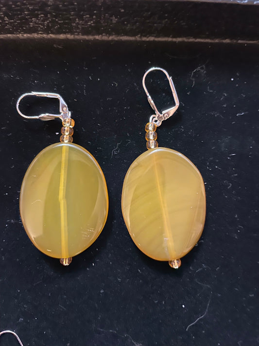 Amber agate oval earrings