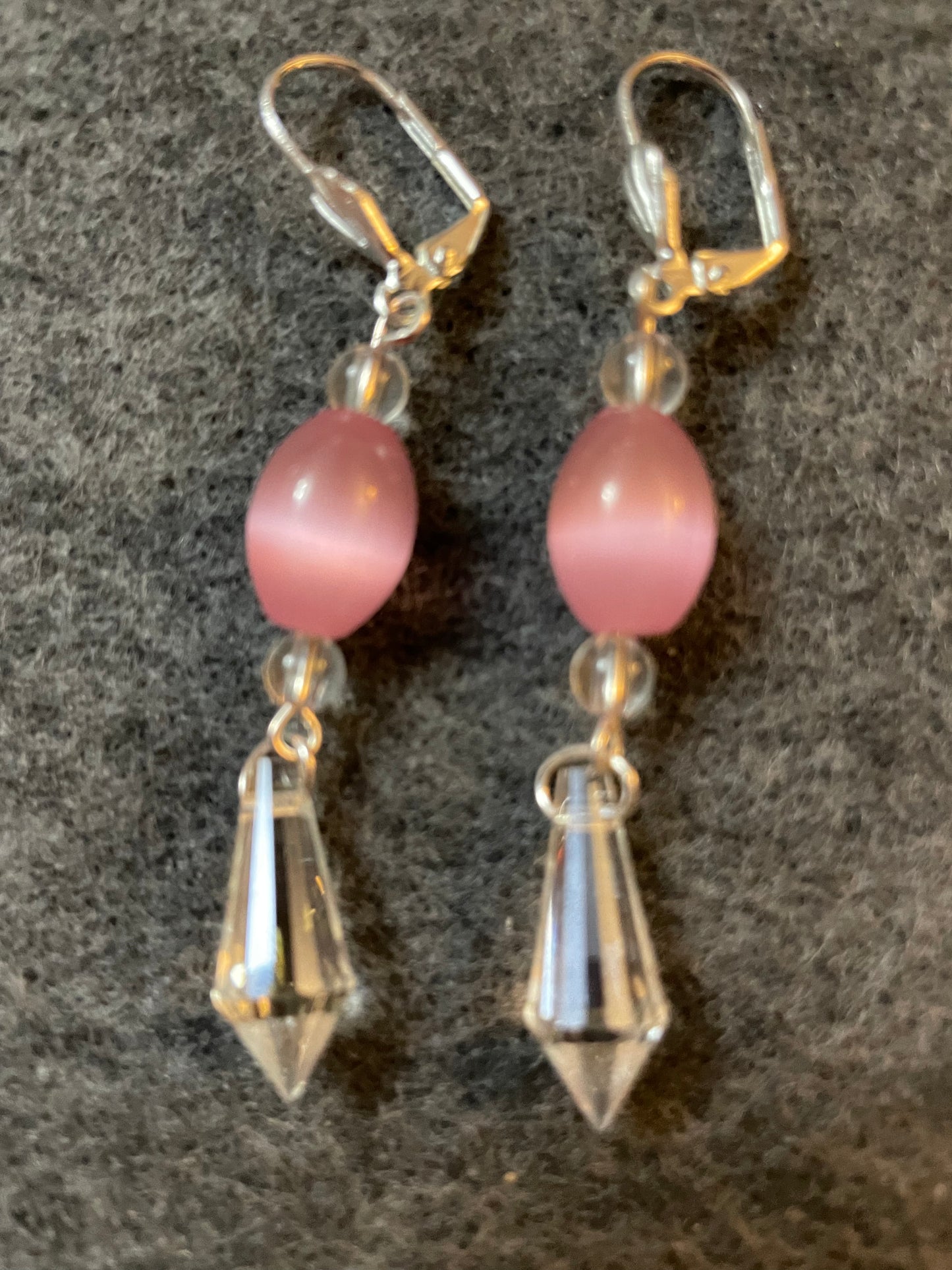 Pink and Clear Crystal Earrings