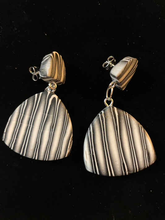 Zebra triangle dangle earrings