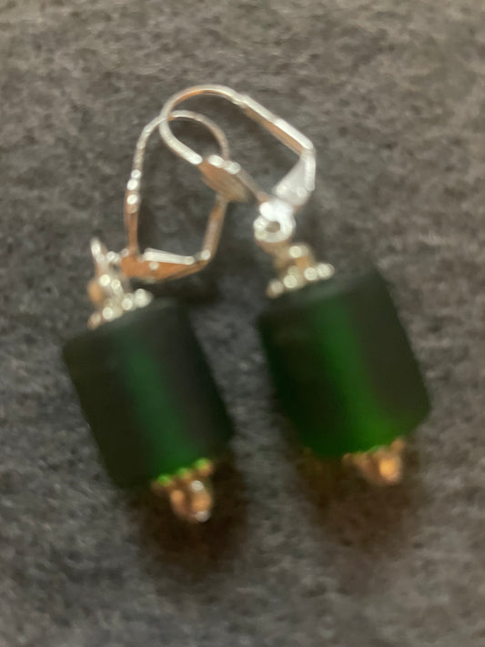 Green Barrel Earrings