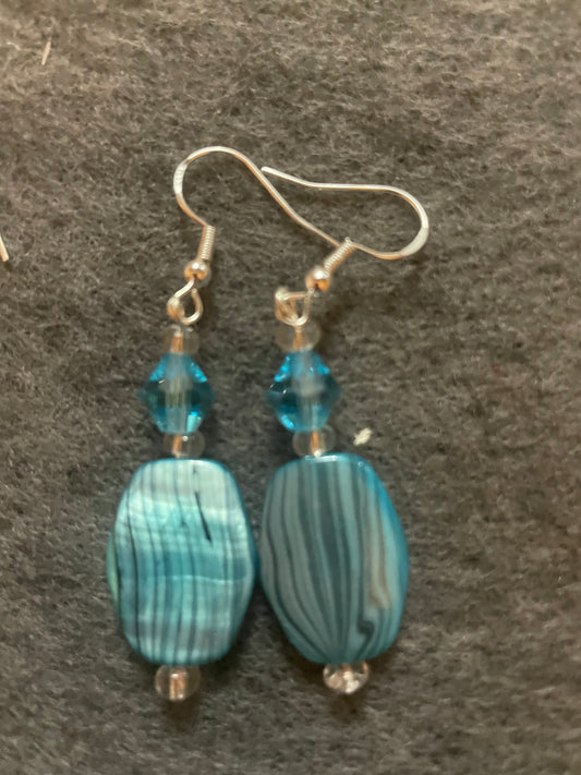 Dyed Agate Bead Bicone Crystal Earrings