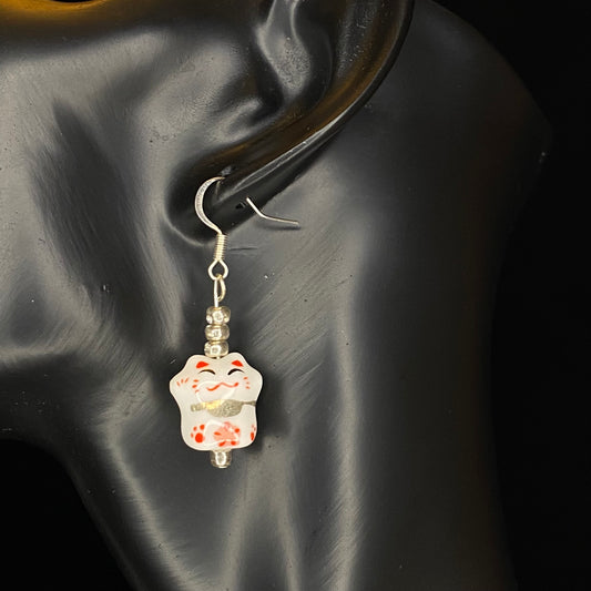 Ceramic cat earrings