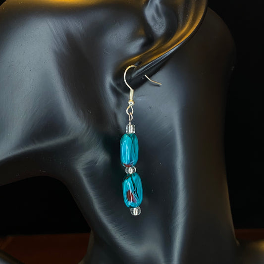 Agate Double Dyed Beaded Earrings