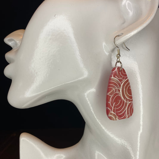 Lace Circle Veneer on Red Clay Earrings