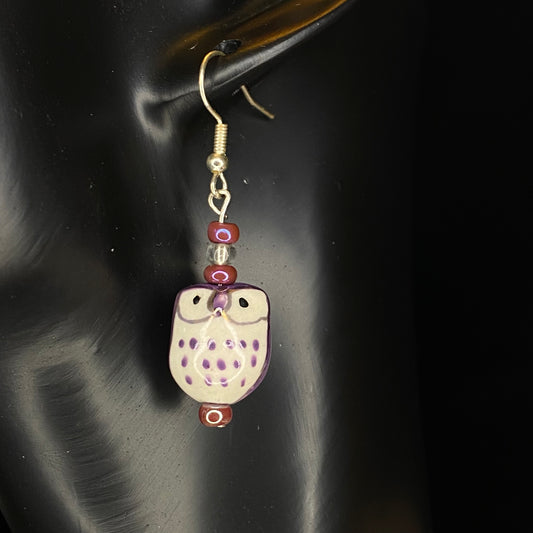 Ceramic owl earrings