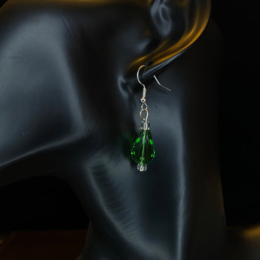 Crystal Green Teardrop Earrings